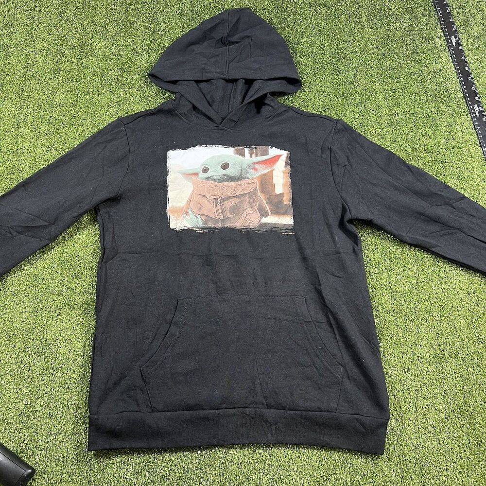 Star Wars Old Navy Grogu Black Hoodie Youth Size XL 14/16 The Mandalorian